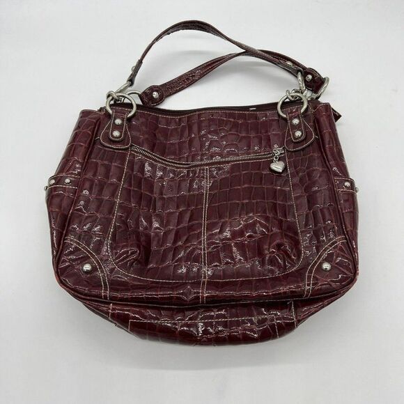 Kathy Van Zeeland Red Croc Embossed Large Tote Bag - Picture 1 of 7